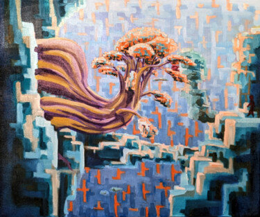 Malerei mit dem Titel "Arbre terre" von Lalmi, Original-Kunstwerk, Öl