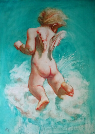 👼 Jeu d'Ange 👼 Angel game Peinture intitulée "👼 Jeu d'Ange 👼 Ange…" par Isabel Mahe, Œuvre d'art originale, Huile Monté sur Autre panneau rigide