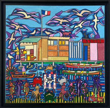 Peinture intitulée "Cabanons de la poin…" par Claude Combas, Œuvre d'art originale, Acrylique Monté sur Châssis en bois