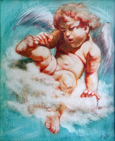 👼 L'Ange captif 👼 Captive Angel Peinture intitulée "👼 L'Ange captif 👼 C…" par Isabel Mahe, Œuvre d'art originale, Huile Monté sur Autre panneau rigide
