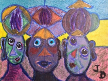 Les Chapeaux Improbables Peinture intitulée "Les Chapeaux Impro…" par Jacques Desvaux (JD), Œuvre d'art originale, Acrylique