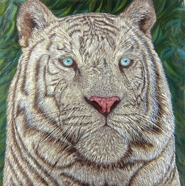 绘画 标题为“Tiger” 由Ekaterina Kusmartseva, 原创艺术品, 油 安装在木质担架架上