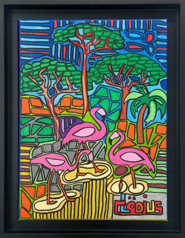 Peinture intitulée "Flambant rose" par Claude Combas, Œuvre d'art originale, Acrylique Monté sur Châssis en bois