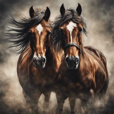 제목이 "Horses Together"인 미술작품 Jared Gonthier로, 원작, 아크릴