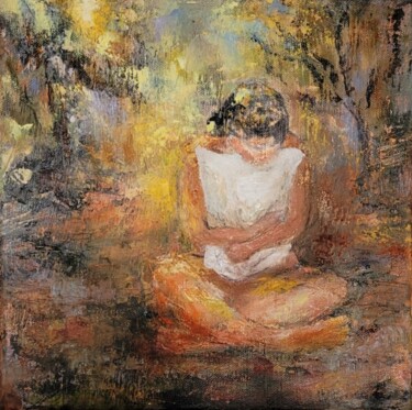 Painting titled "Il MIO REFUGIO" by Brigitte Krief, Original Artwork, Oil Mounted on Wood Stretcher frame