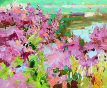 " Azalea Flowers" Painting titled "" Azalea Flowers"" by Yehor Dulin, Original Artwork, Oil Mounted on Wood Stretcher frame