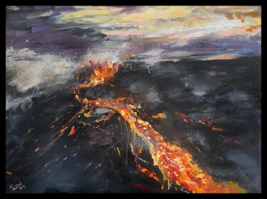 Pittura intitolato "Volcano I" da Jakub Kossakowski (Art After Hours), Opera d'arte originale, Acrilico
