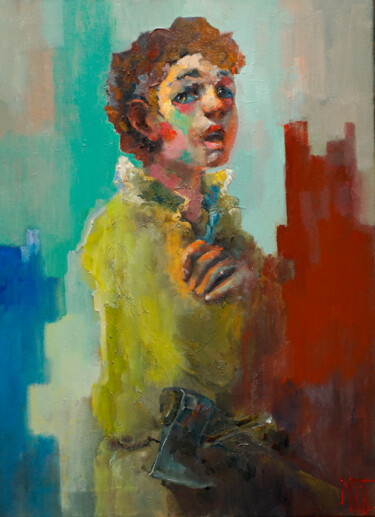 제목이 "singing boy with an…"인 미술작품 Pavel Filin로, 원작, 기름 나무 들것 프레임에 장착됨