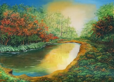 Peinture intitulée "Reflet n ° 2" par Nathalie Choury, Œuvre d'art originale, Huile