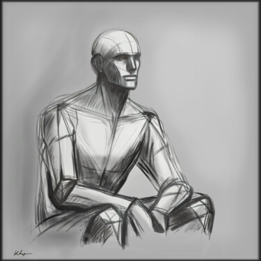 Digital Arts titled "STUDY OF MAN  NO 2" by Katarzyna Jasyk, Original Artwork, Digital Painting