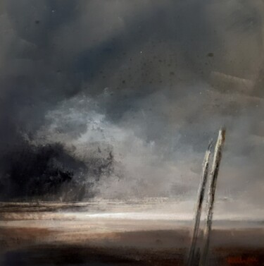 Painting titled "Au loin l'orage..." by Françoise Bellière, Original Artwork, Acrylic