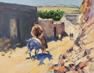 Village Journey 제목이 "Village Journey"인 미술작품 Hrach Baghdasaryan로, 원작, 기름 나무 들것 프레임에 장착됨