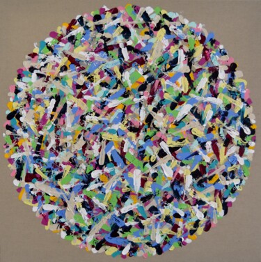 Malerei mit dem Titel "Scraped Dot #3" von Astrid Stoeppel, Original-Kunstwerk, Acryl Auf Keilrahmen aus Holz montiert