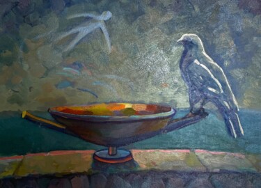 绘画 标题为“Bird of soul” 由Nk. Artbox, 原创艺术品, 油 安装在木质担架架上