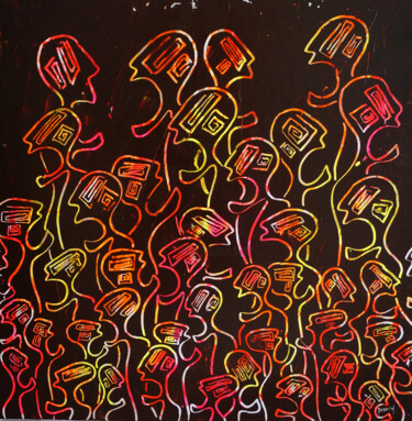 Peinture intitulée "Nématoïdes des plai…" par Delphine Dessein, Œuvre d'art originale, Acrylique Monté sur Châssis en bois