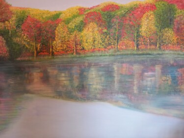 Painting titled "Nature" by Virginija Grudžinskienė, Original Artwork, Acrylic Mounted on Wood Stretcher frame