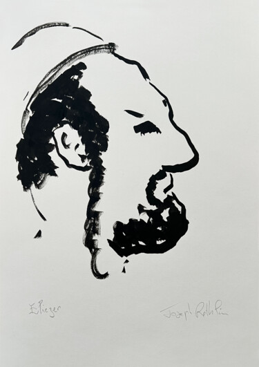 Schilderij getiteld "Eliezer" door Joseph Rethlin, Origineel Kunstwerk, Inkt