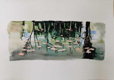 Painting titled "Hommage à Claude Mo…" by Pascale Rodriguez, Original Artwork, Watercolor