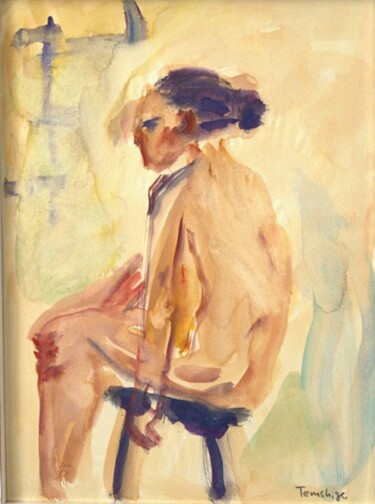 绘画 标题为“Japanese nude model” 由Terushige Matsumoto, 原创艺术品, 水彩