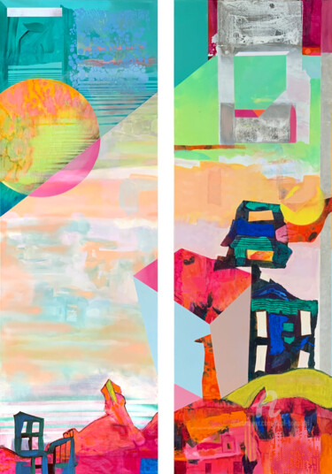 绘画 标题为“Skyland Diptych” 由Abol Bahadori, 原创艺术品, 丙烯