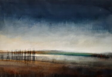 Peinture intitulée "Bord de chenal à ma…" par Françoise Bellière, Œuvre d'art originale, Acrylique