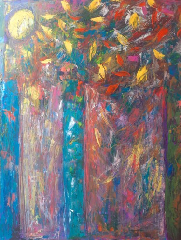Painting titled "Étincelle" by Sandra Land, Original Artwork, Oil