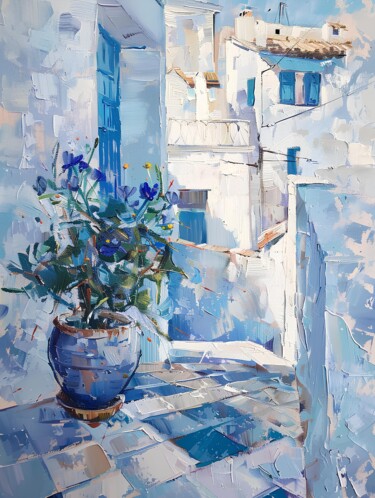 Painting titled "Blues And Whites" by Elena Avanesova, Original Artwork, Acrylic