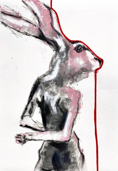 Peinture intitulée "Mr. Rabbit" par Lara Zhuravska, Œuvre d'art originale, Acrylique
