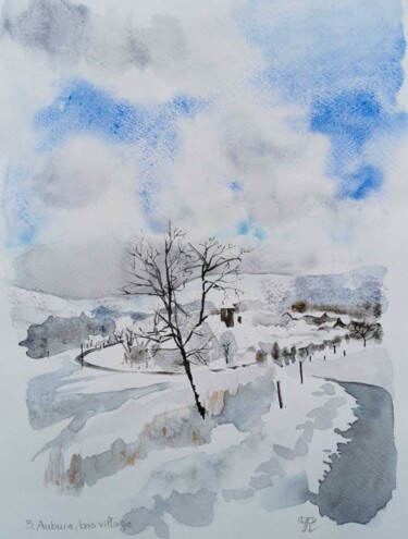 Painting titled "Aubure le bas villa…" by Pascale Rodriguez, Original Artwork, Watercolor