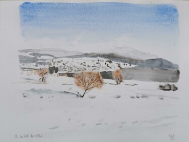 Pintura titulada "Le val de Villé" por Pascale Rodriguez, Obra de arte original, Acuarela