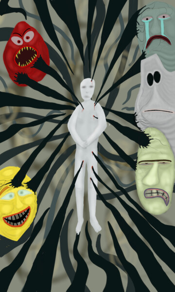 Digital Arts titled "Emotions are scary" by Andrey Elenev, Original Artwork, Digital Painting