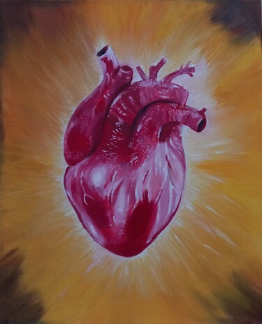 Painting titled "Heart glow" by Kristiyan Yavorov, Original Artwork, Oil