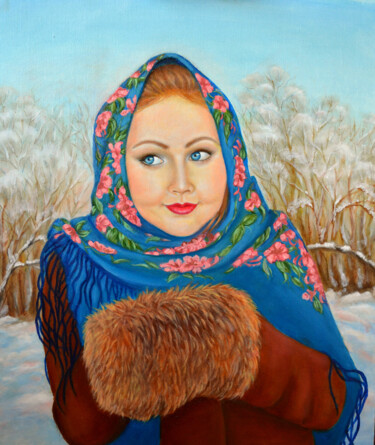 Painting titled "Dear Lady Winter" by Irene Nekrasova, Original Artwork, Oil