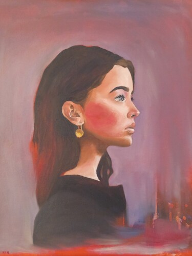 The woman with the earring Peinture intitulée "The woman with the…" par Kristiyan Yavorov, Œuvre d'art originale, Huile
