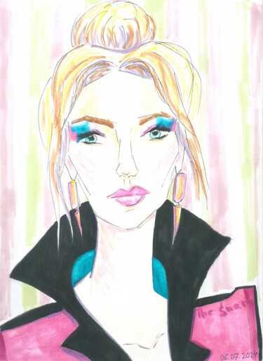 Σχέδιο με τίτλο "SELF-PORTRAIT  of a…" από Svetlana Shavrina, Αυθεντικά έργα τέχνης, Μαρκαδόρος