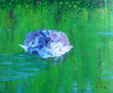 Fleur d'hortensia Peinture intitulée "Fleur d'hortensia" par Marie-Françoise Le Néen, Œuvre d'art originale, Acrylique