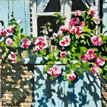 Peinture intitulée "Gerberoy - roses" par Pascal Brachet, Œuvre d'art originale, Acrylique