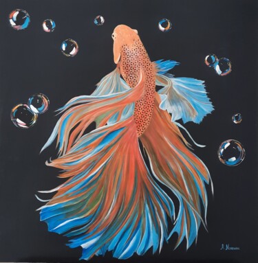 「BETTA BUBBLES」というタイトルの絵画 Ana Noronhaによって, オリジナルのアートワーク, アクリル