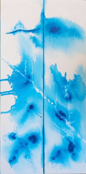 Peinture intitulée "Songe bleu" par Jacqueline Poitevin, Œuvre d'art originale, Acrylique Monté sur Autre panneau rigide