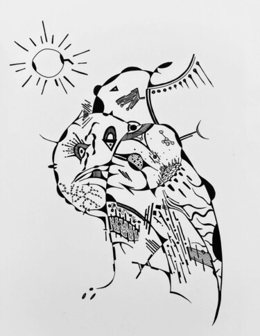 图画 标题为“Hibou Radié” 由Louis Naÿs, 原创艺术品, 墨