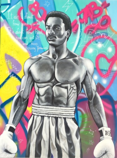 绘画 标题为“Hyperfighting club…” 由Laure Bollinger, 原创艺术品, 丙烯 安装在木质担架架上