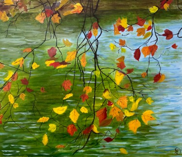 Schilderij getiteld "Feuillage et branch…" door Denise Latour, Origineel Kunstwerk, Olie