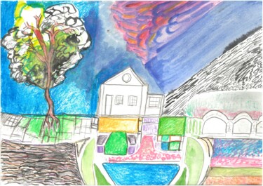 Peinture intitulée "school-I" par Martin Rupp, Œuvre d'art originale, Gouache