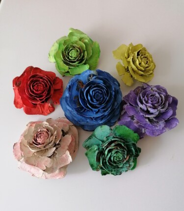 Sculpture intitulée "Mes Roses artificie…" par Charles Corbin, Œuvre d'art originale, Résine