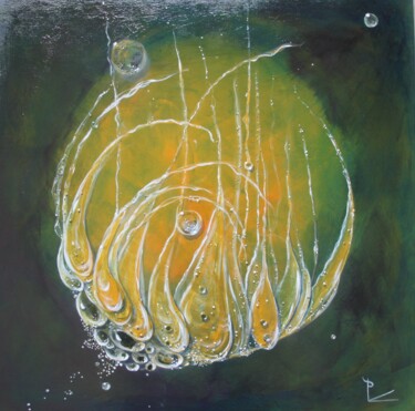 제목이 "au delà de l'eau"인 미술작품 Patricia Blondel로, 원작, 아크릴 나무 들것 프레임에 장착됨