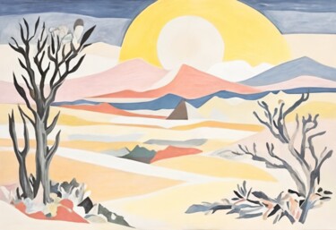 Desert Twilight Serenade Painting titled "Desert Twilight Ser…" by Asel, Original Artwork, Acrylic Mounted on Wood Stretcher frame