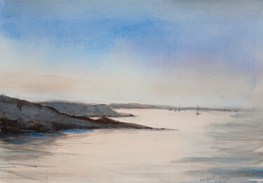 Painting titled "Vue sur les îles le…" by Eve Elikoff, Original Artwork, Watercolor