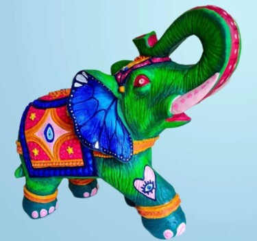 雕塑 标题为“Elephant Colorfly” 由Mariano Toper (Macumbia), 原创艺术品, 丙烯