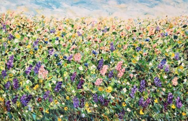Large Lupine Flowers Impasto Oil Painting On Canvas Artwork Painting titled "Large Lupine Flower…" by Vilma Gataveckiene, Original Artwork, Oil