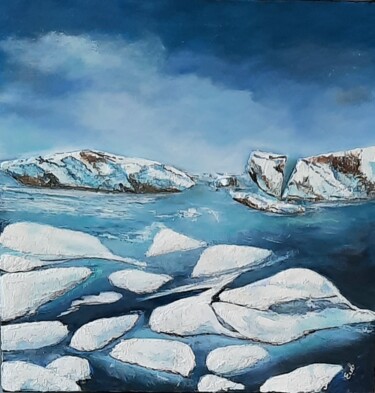 绘画 标题为“Fonte des glaces en…” 由Evelyne Beaurain, 原创艺术品, 丙烯 安装在木质担架架上